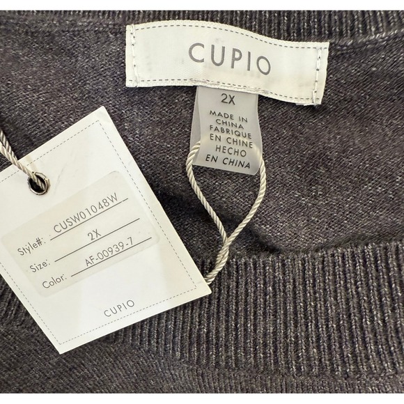 NWT Women's Size 2X Cupio Grey Silver Foil Floral Print Round Neck Sweater - Picture 5 of 9